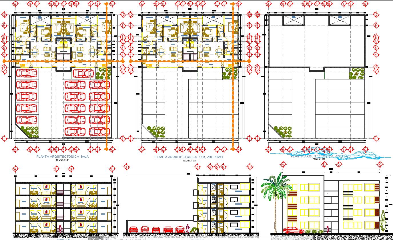 100 Sq mtr 3 bhk apartment architecture plan and design