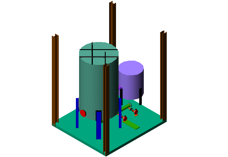 10000 GELS capacity tank steel structural 3d view with its assembly dwg file