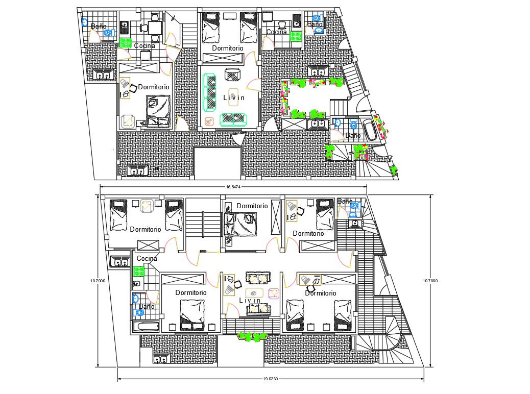 10.00 Mtr X 19.00 Mtr AutoCAD House Furniture Layout Plan AutoCAd File