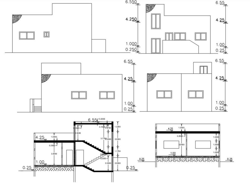 1000 Square Feet House Building Sectional Elevation Design