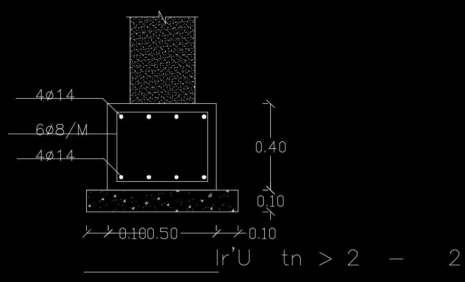 1000mm length of the footing section view