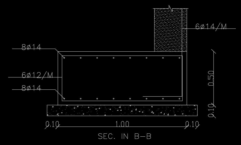 1000x500mm column cum footing section view