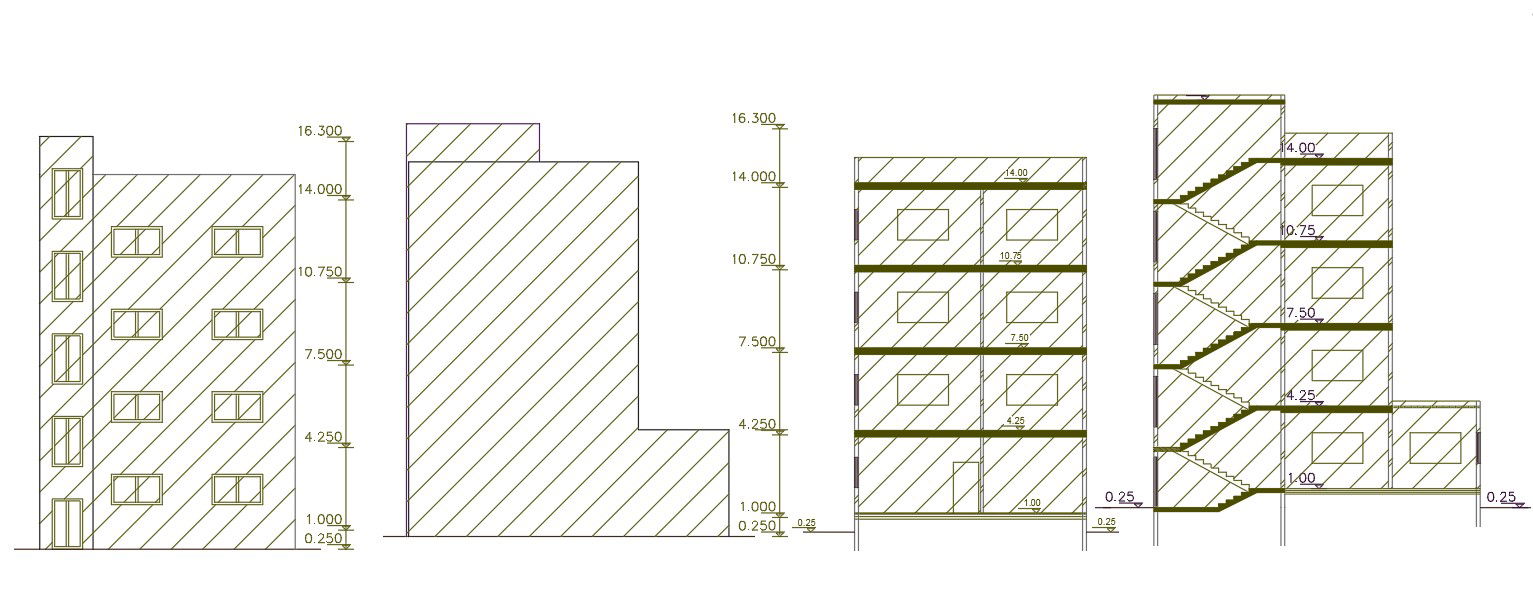 100 Square Meter Apartment Building Design DWG File