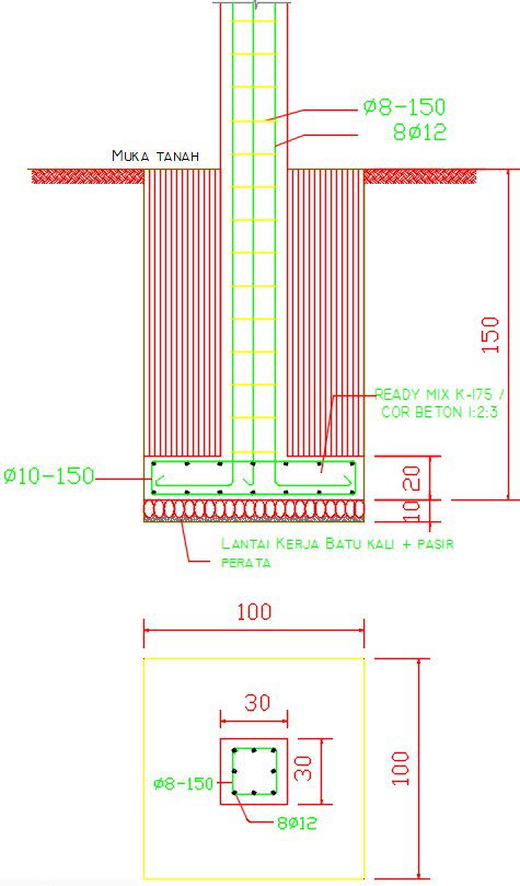 100x100cm theme park foundation section drawing is given in this file