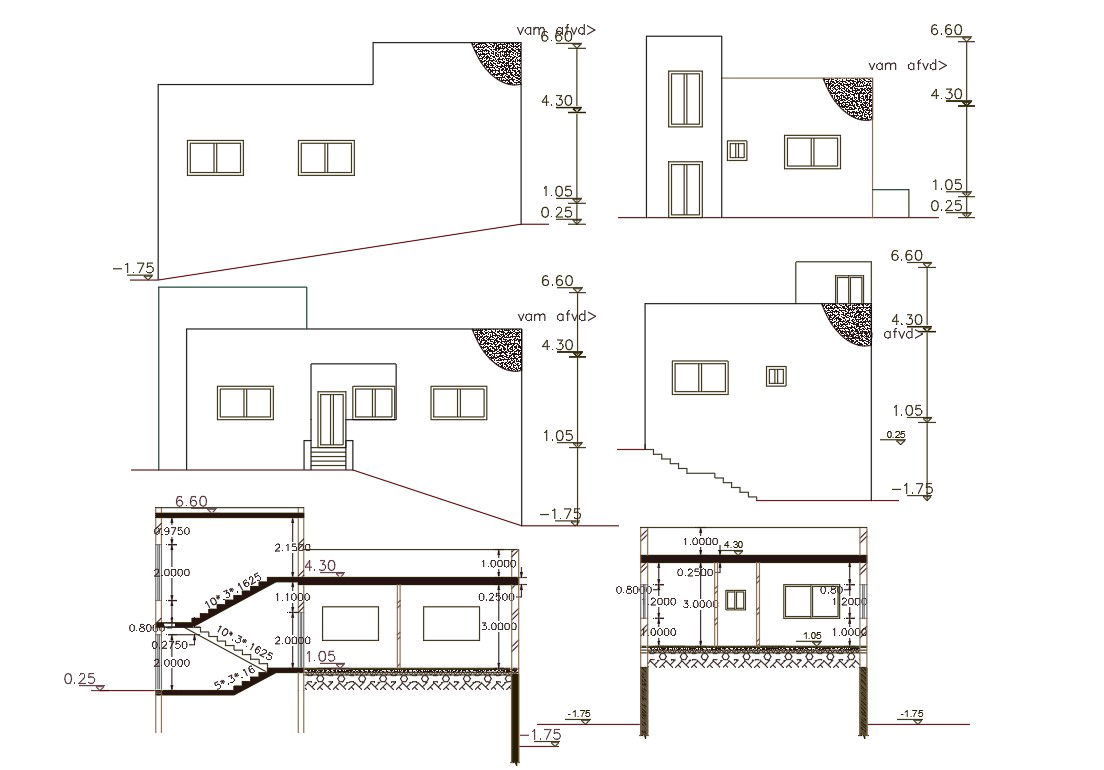 1040 Square Feet House Building Design DWG File