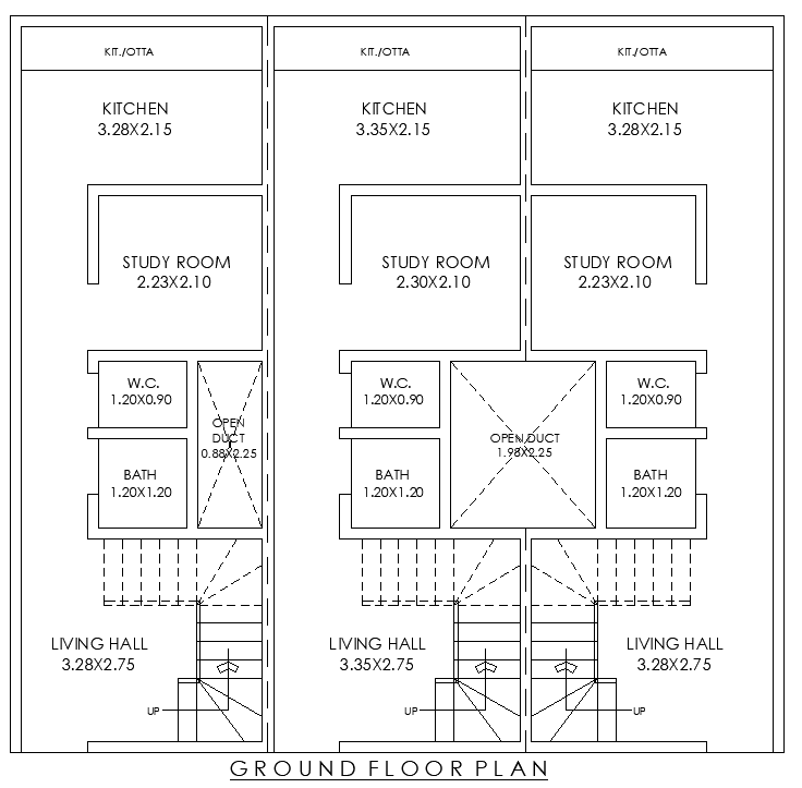 10.50ft×10ft Compact House Plan with Study in DWG File