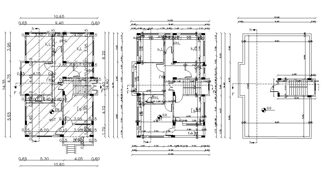 10.65 X 14.35 Meter Residential House Floor Plan DWG File