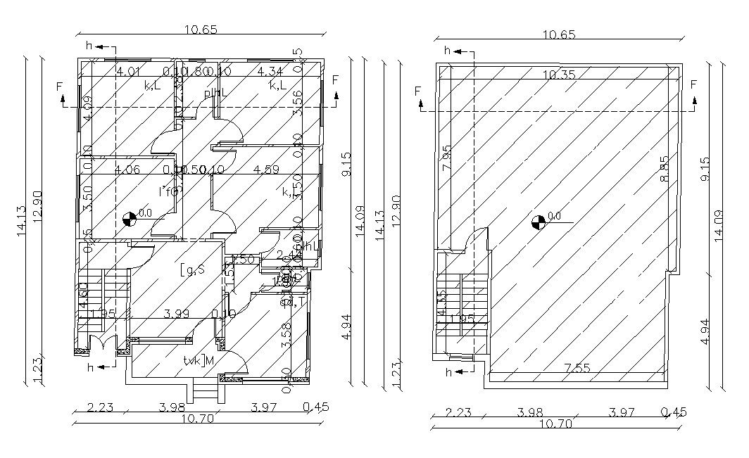 10.70 X 14.13 Meter Residential House Plan CAD File
