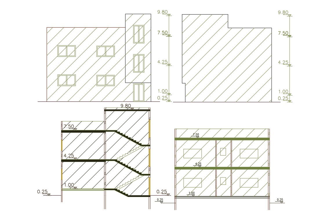 107 Square Yards House Building Design DWG File