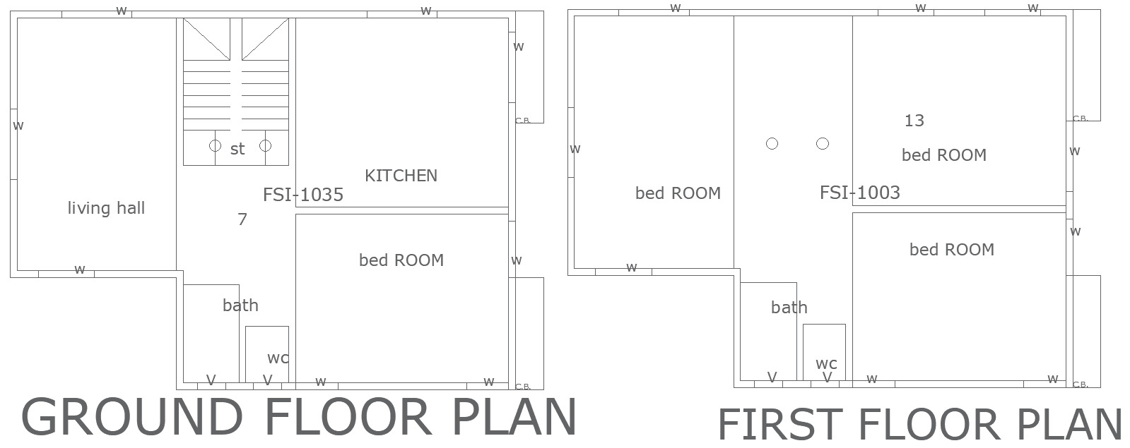 10.80x8.10m 4BHK house plan DWG ground and first floor
