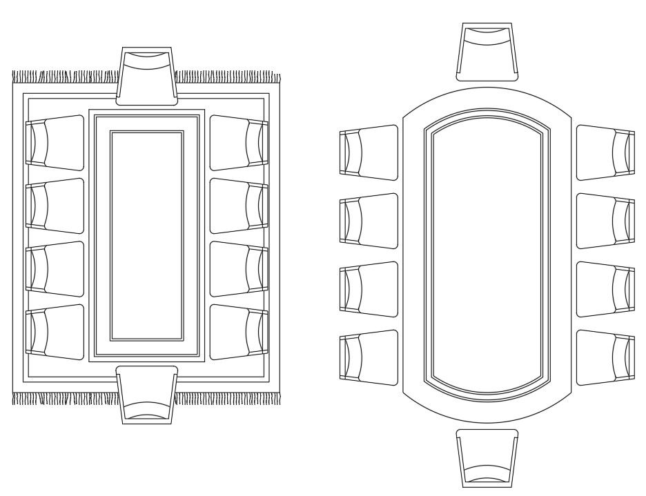 10 Seater Dining Table DWG AutoCAD Blocks Drawing File