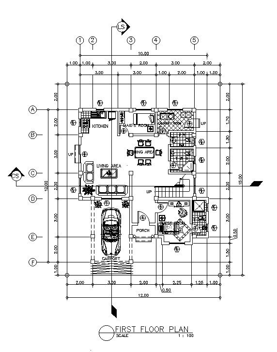 10X12 M First floor 3bhk house plan is given in this AutoCAD DWG drawing file. Download Autocad DWG Drawing File.