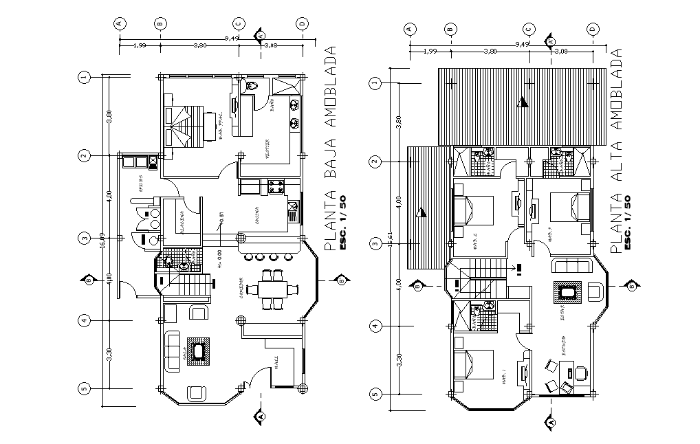 10X16 Meter House Ground Floor And First Floor Plan CAD Drawing DWG File