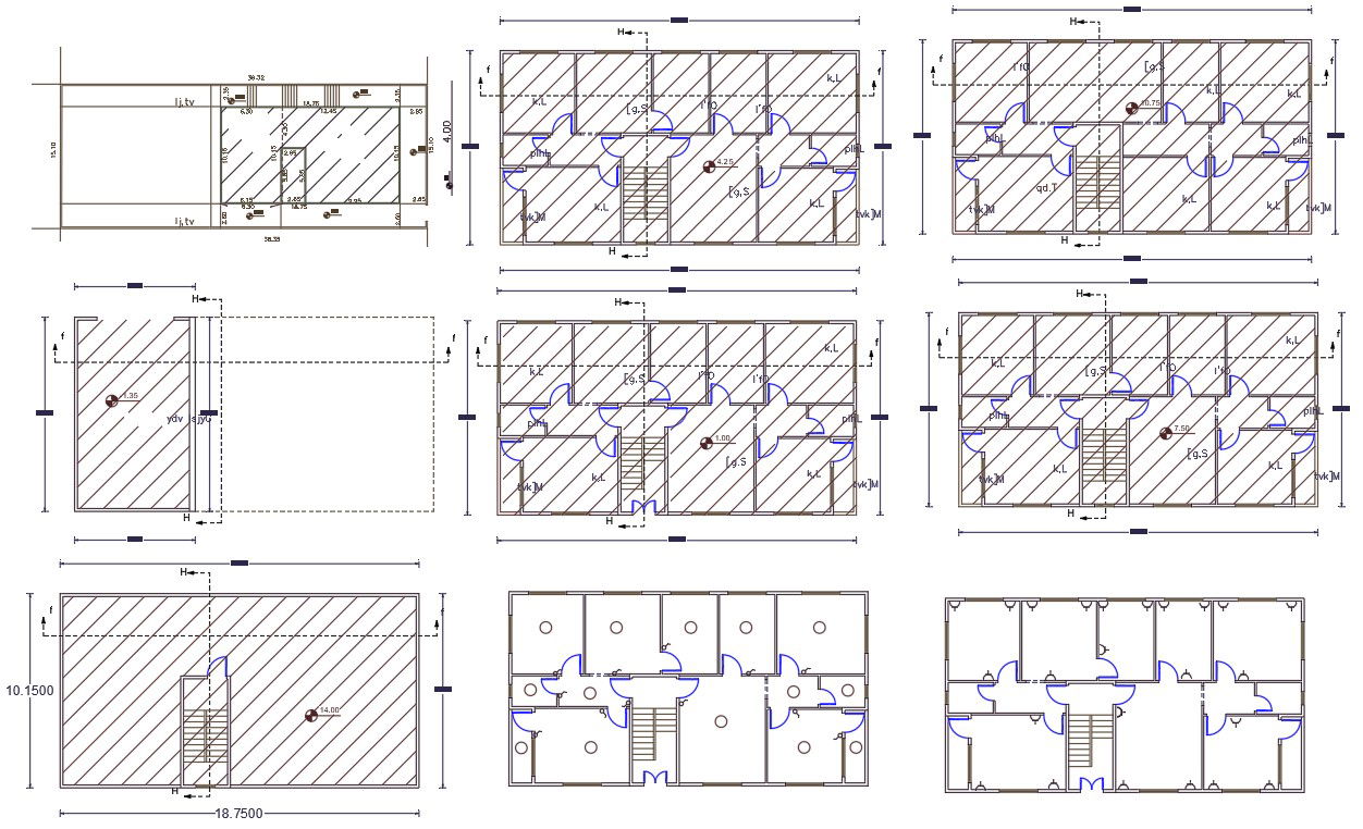 10 X 18 Meter 2 BHK Apartment Floor Plan CAD drawing