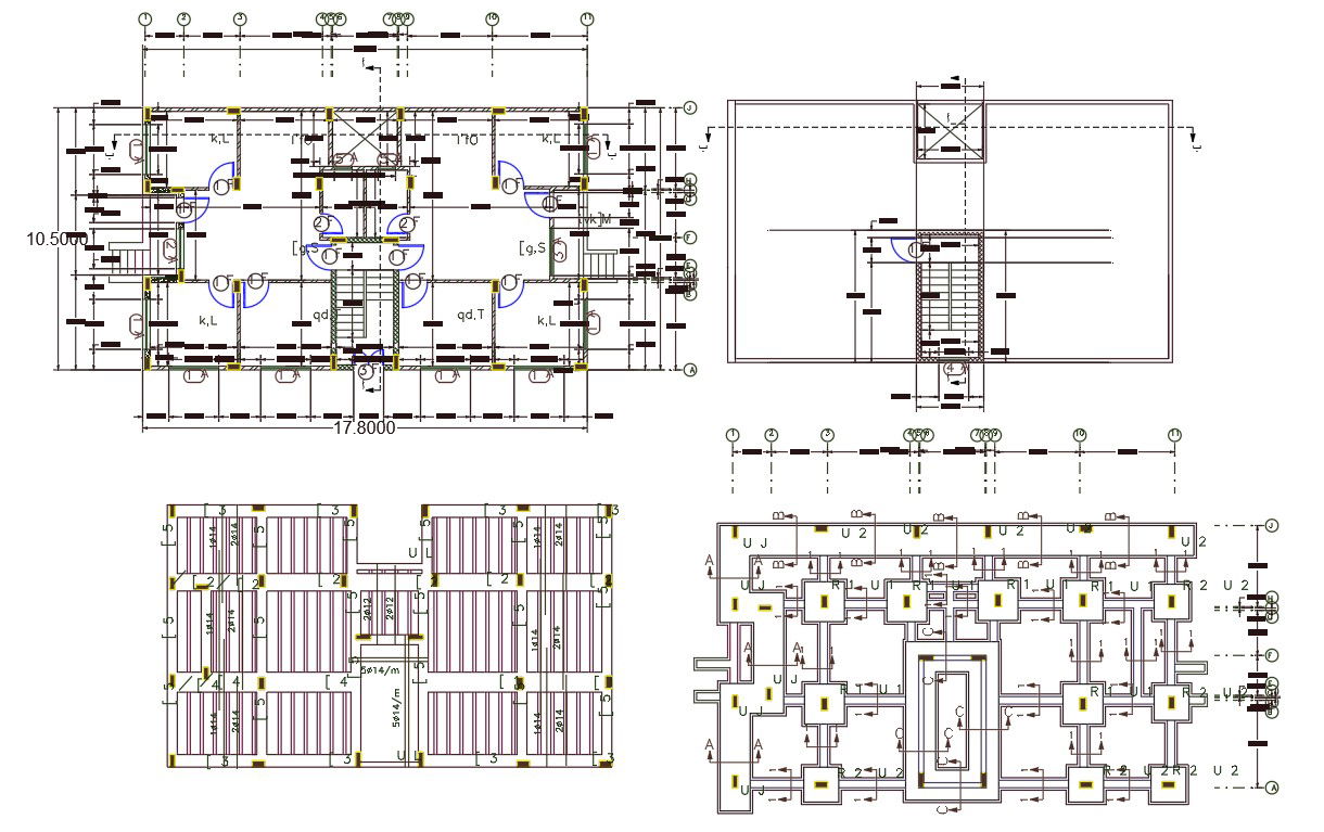 10 X 18 Meter Twin House Plan With Center Line CAD Drawing
