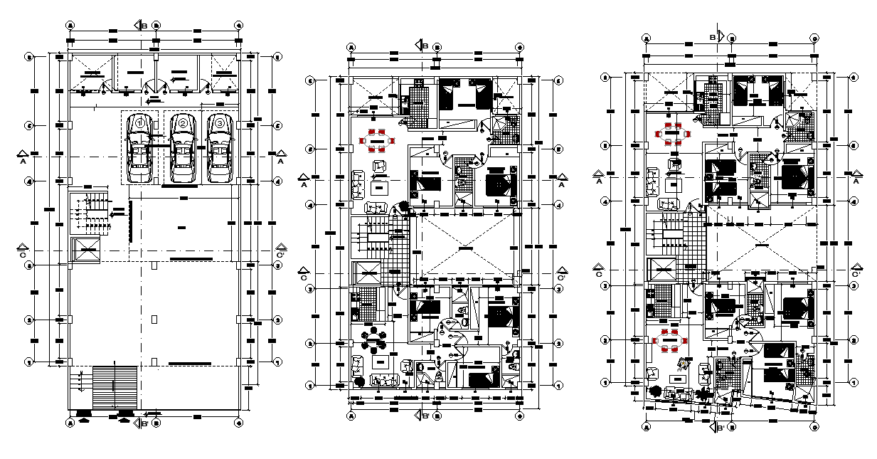 10X20 Meter 3 BHK Apartment House Layout Plan AutoCAD Drawing DWG File