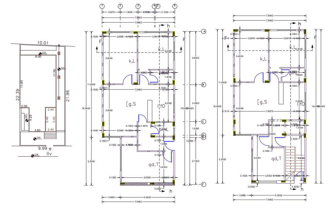 10 X 22 Meter Two Bedrooms House Layout Plan AutoCAD File