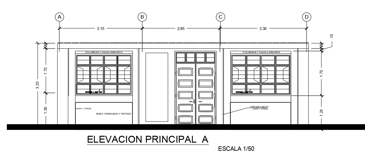 10m length of the admin office building front elevation