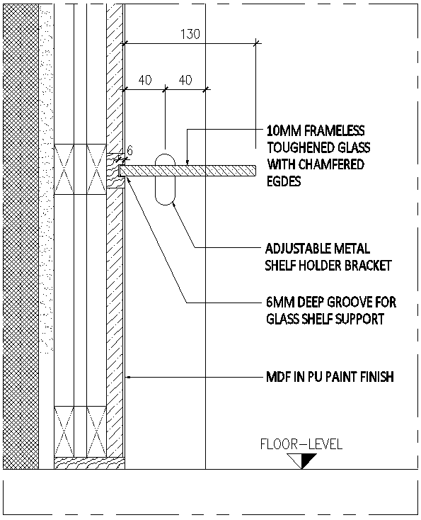 AutoCAD Furniture 10mm Frameless Toughened Glass DWG file