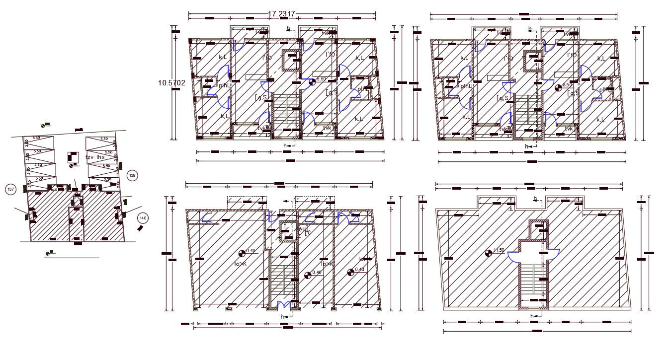 10mtr X 17mtr 2 BHK Apartment House Plan DWG File
