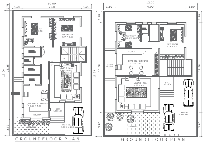 Download 10x16m 2BHK Home Design DWG AutoCAD Format