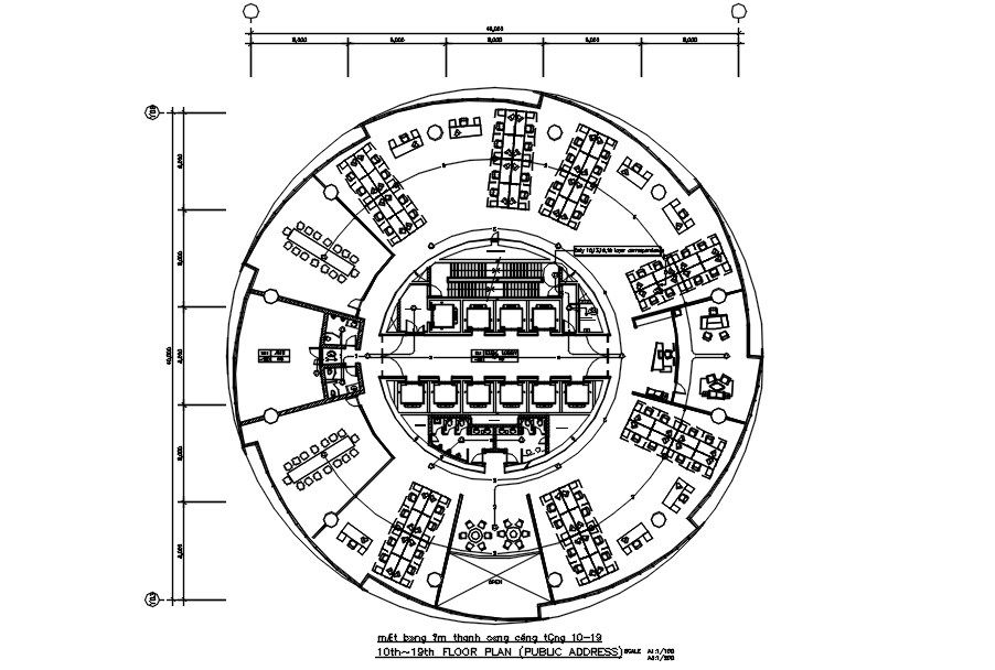 10th-19th floor plan of public address in detail AutoCAD drawing, dwg file, CAD file