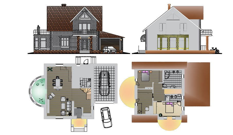 10x10 Meter 3 BHK AutoCAD Plan Layout File