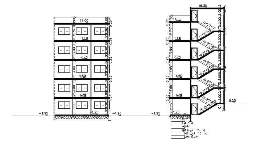 10x10 Meter 3 BHK Section Layout Download File