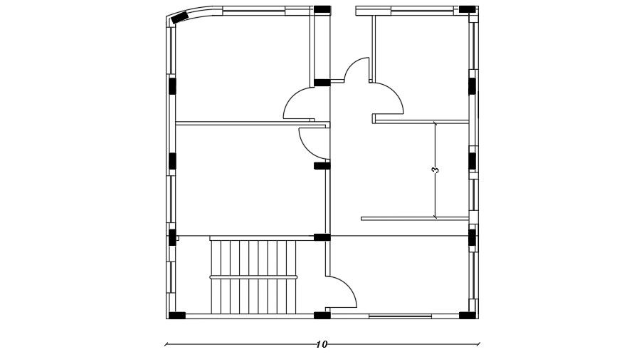 10x10 Meter Apartment First Floor Plan AutoCAD File