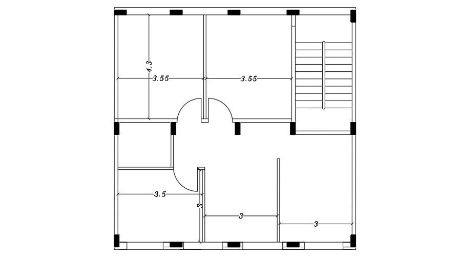 10x10 Meter Apartment Third Floor Plan AutoCAD File