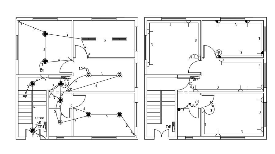 10x10 Meter Electric Plan Of House AutoCAD File