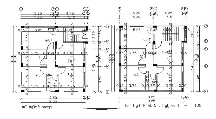 10x10 Meter House Centre Line AutoCAD File