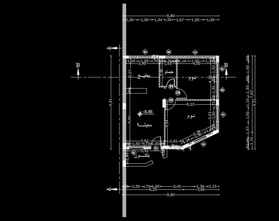 10x10m ground floor house plan AutoCAD drawing