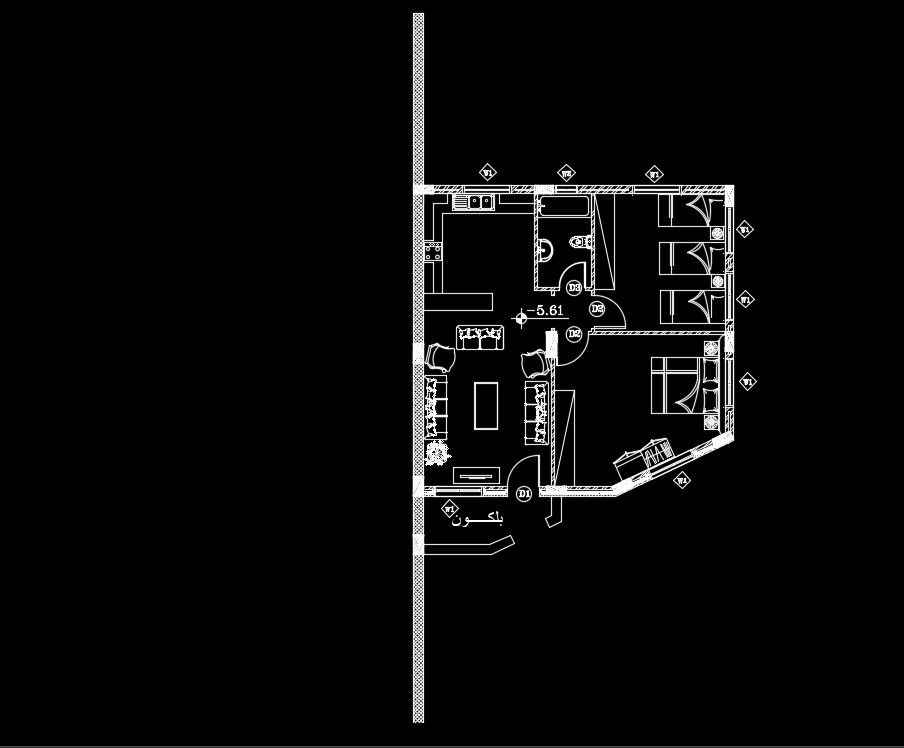 Ground Floor 10x10 m House Plan DWG with Furniture