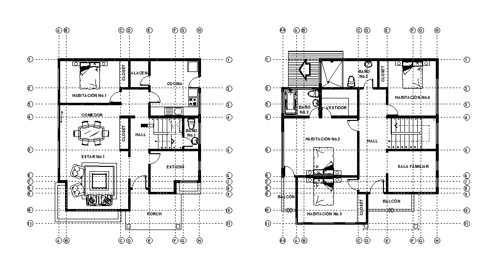 10x10m house plan is given in this Autocad drawing file. Download now.