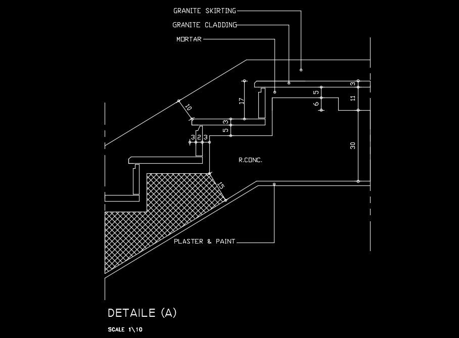 10x10m house plan of the staircase construction drawing