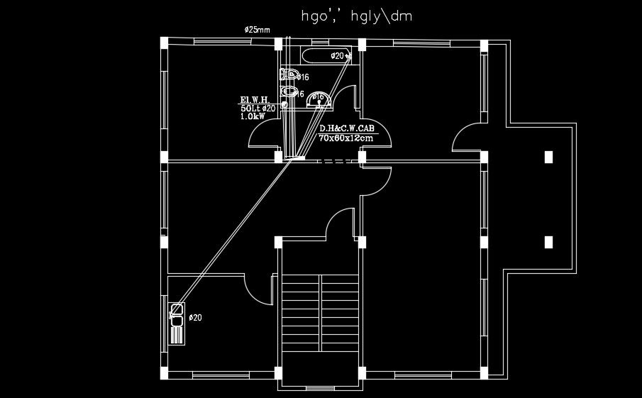 10x10m residential house sanitary pipeline connection drawing