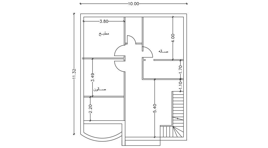 10x11 Meter 2 BHK House Plan Layout DWG File