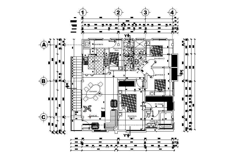 10x11m house plan is given in this Autocad drawing file. Download now.