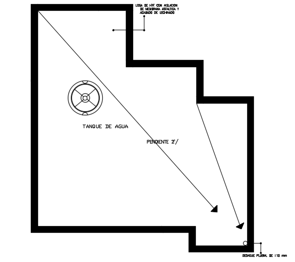 10x11m single story house building water tank location cad drawing