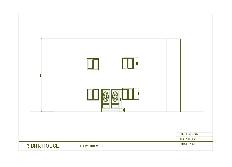 10x12m 3bhk house building back side elevation view