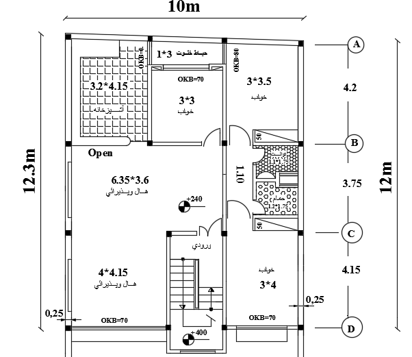 10x12m architecture first floor house plan AutoCAD drawing is given in this file