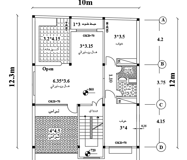 10x12m architecture second floor house plan AutoCAD drawing is given