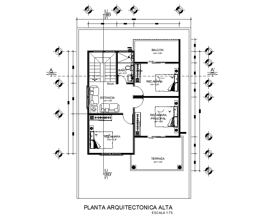 10x12m first floor house site layout is given in this AutoCAD drawing model.Download now.
