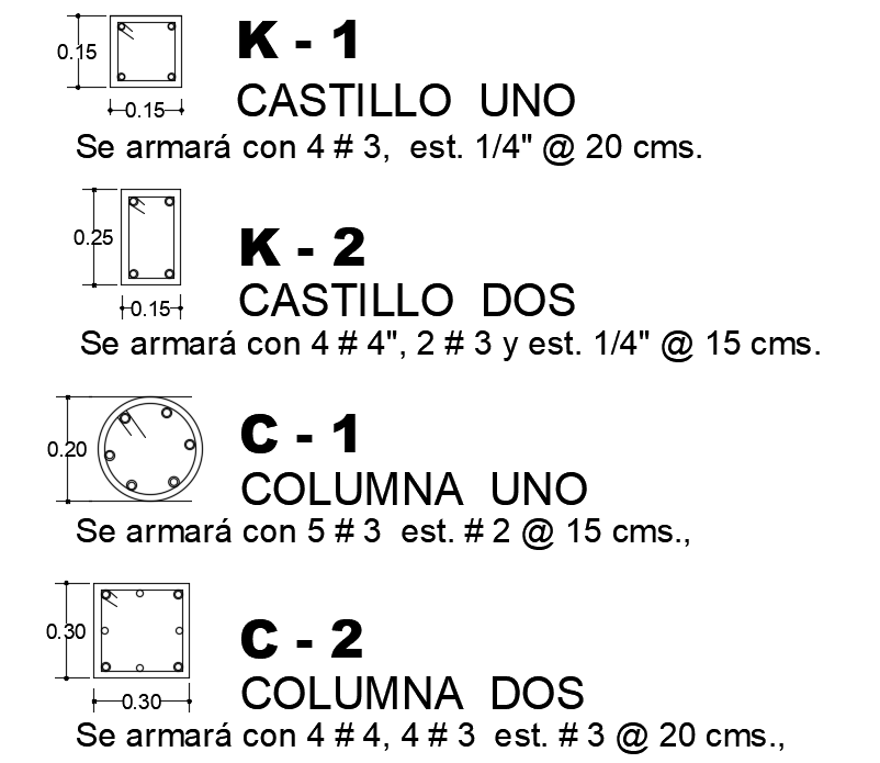 10x12m house building column cross section and reinforcement detail drawing