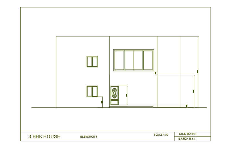 10x12m house building front side elevation and door views