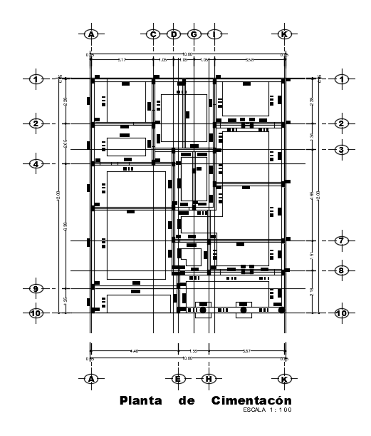 10x12m house plan foundation layout 2d drawing is given