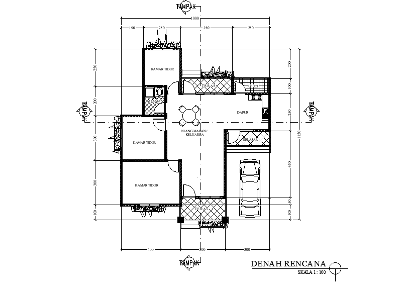 10x12m house plan is given in this Autocad drawing file. Download now.