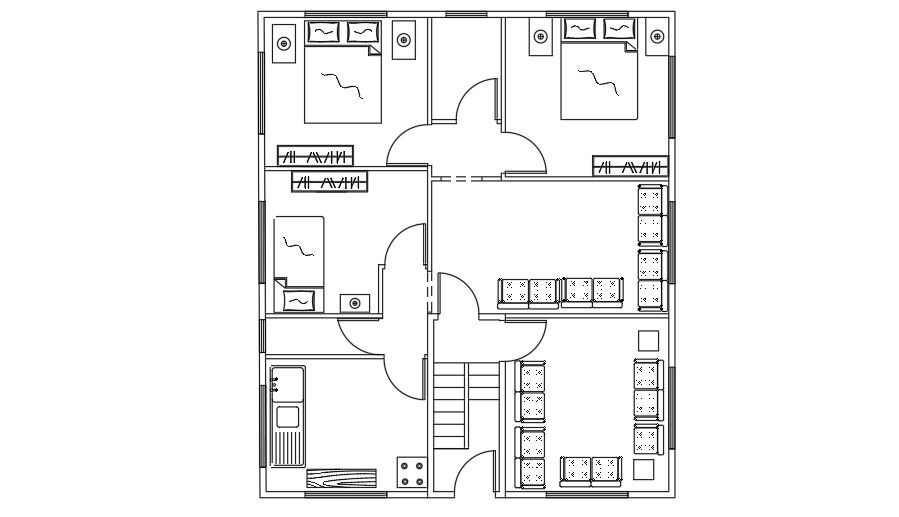 Furniture CAD Blueprint for 10x12m Residential House