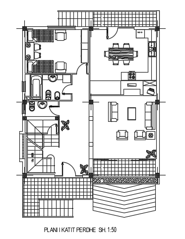 10x13m architecture first floor house plan CAD drawing is given in this file